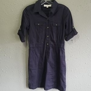 LOFT Button Down Navy Blue Dress